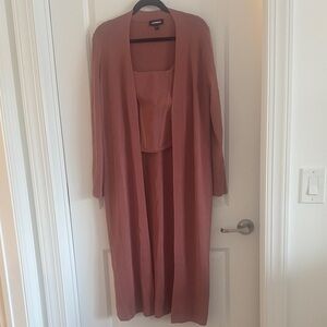 Express Dusty Rose Knit Corset and Sweater Set